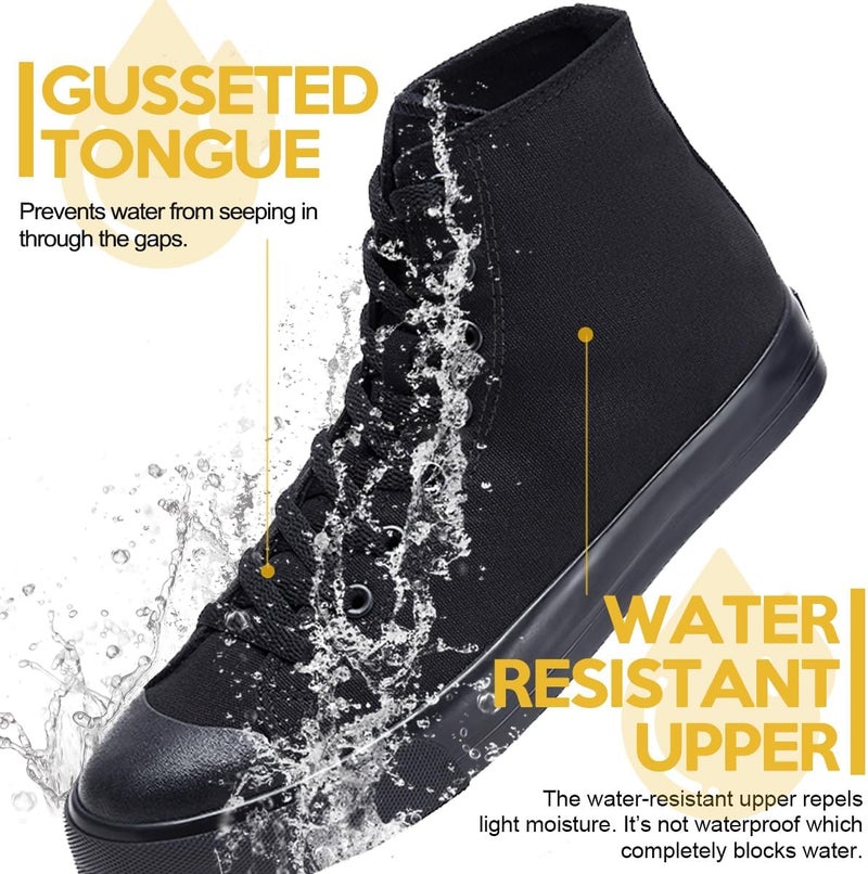 Convole Non-Slip Work Shoes for Men & Women, Unisex Oil & Water Slip-Resistant Sneakers for Food Service, Black High Top Restaurant Server Boots, Comfortable Casual Stain Resistant Chef Kitchen Shoes - Image 3